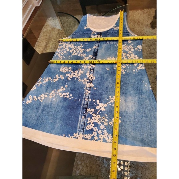 SHEIN Women's Blue Polyester Scoop Neck Sleeveless Knee Length Dress Size Large - Picture 8 of 10